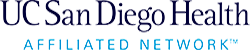 UC San Diego Health Affiliated Network logo with UC San Diego Health in dark blue text and Affiliated Network in light blue text below.